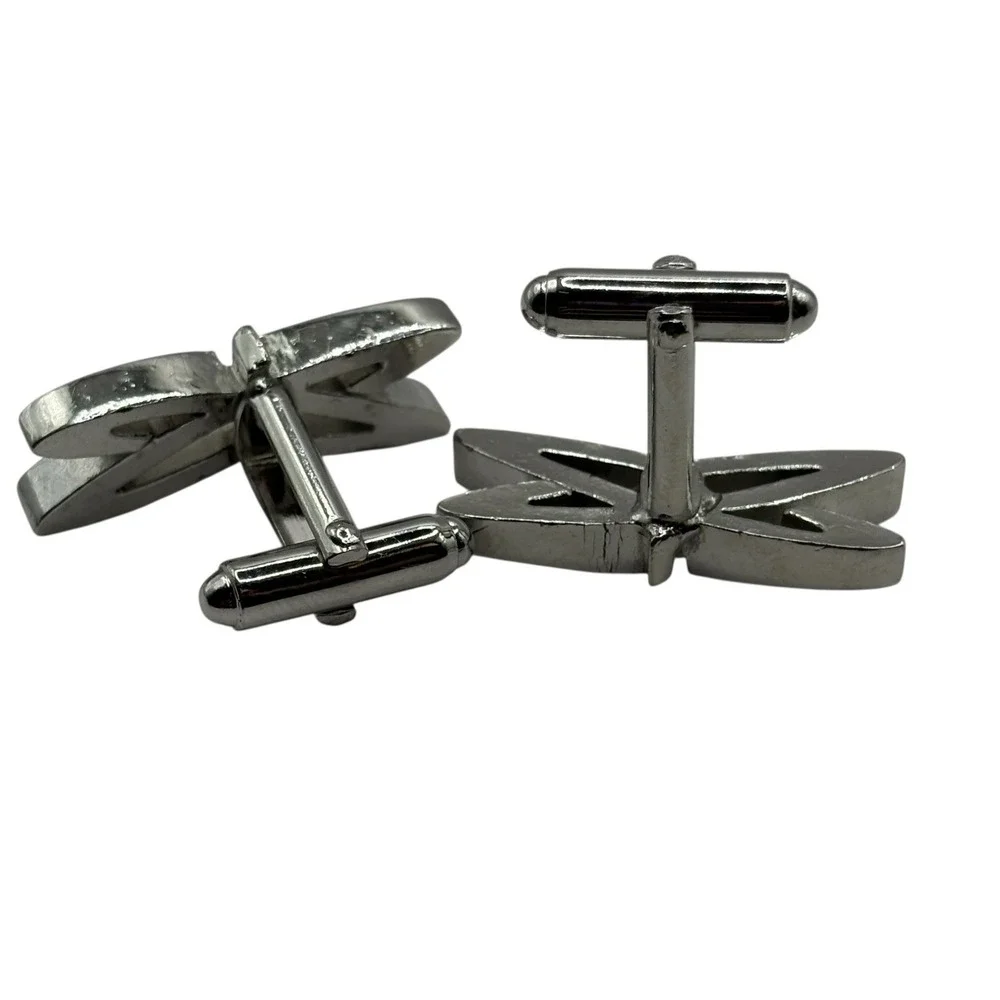 Abstract Orbit Cufflinks Silver Tone Outer Space Open Work Bullet‎ Back Cosmic